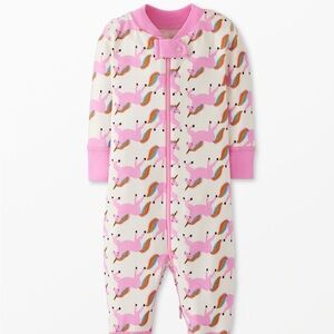 Hanna Andersson Pink Unicorn no Footie zip up pajamas